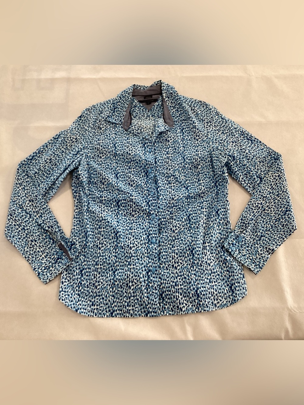 Tommy Hilfiger Blue Printed Button-Front Blazer size medium 8/14